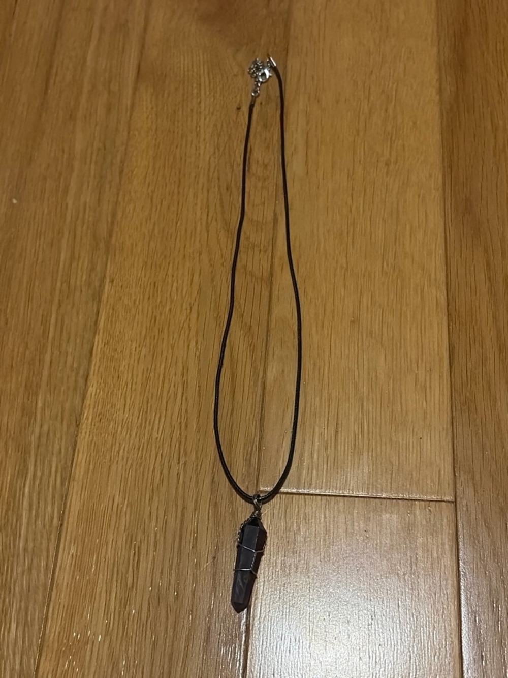 Black Cord Necklace with Dark Stone Pendant